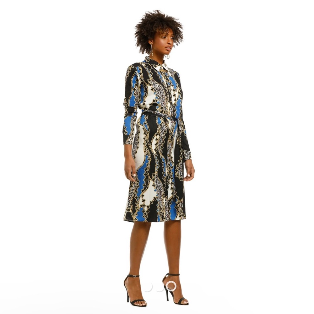 Alexia Admor Sofia Button Down Shirt Dress Black Multi